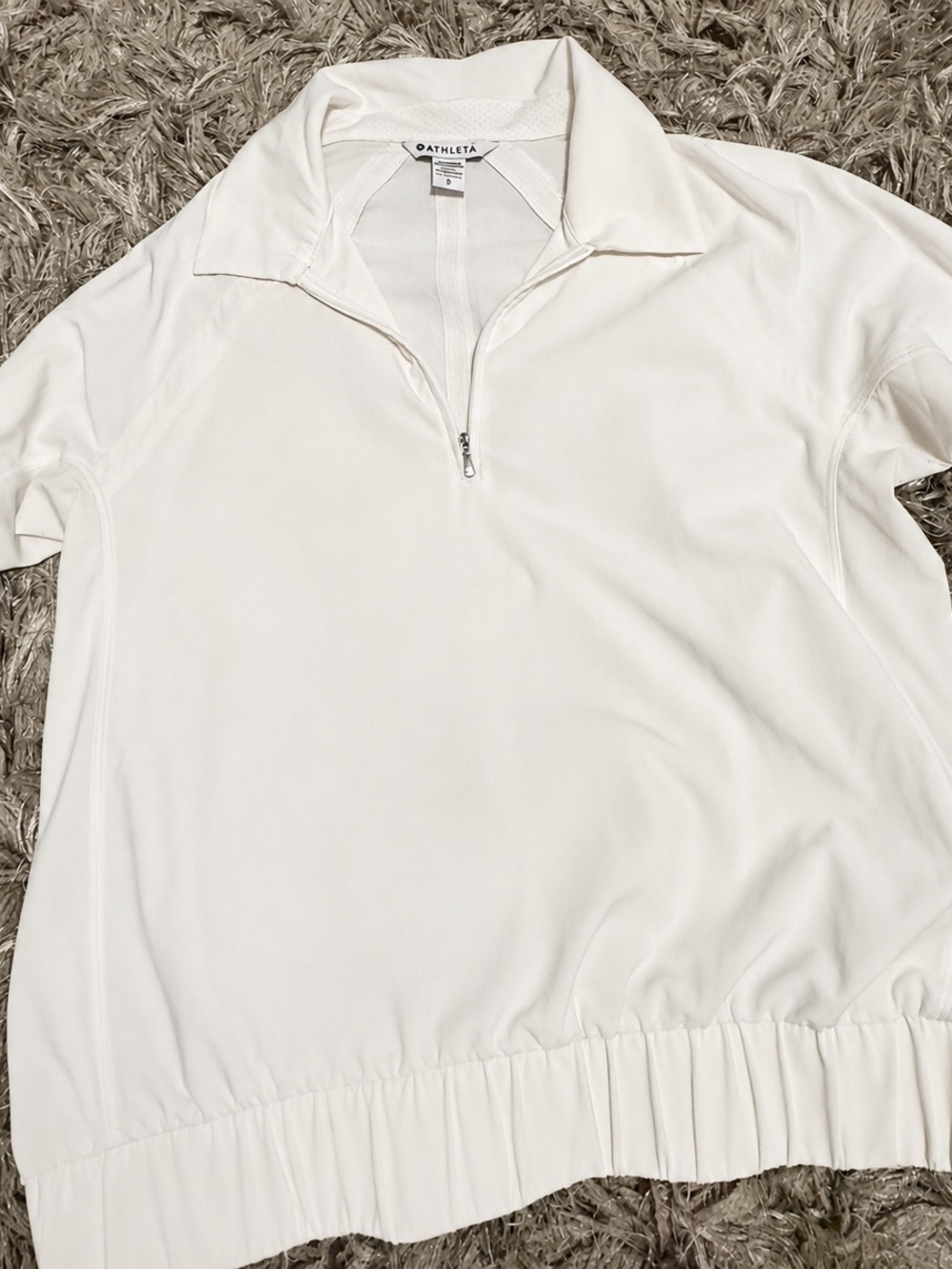 Athleta Off-White Quarter-Zip Polo Pullover